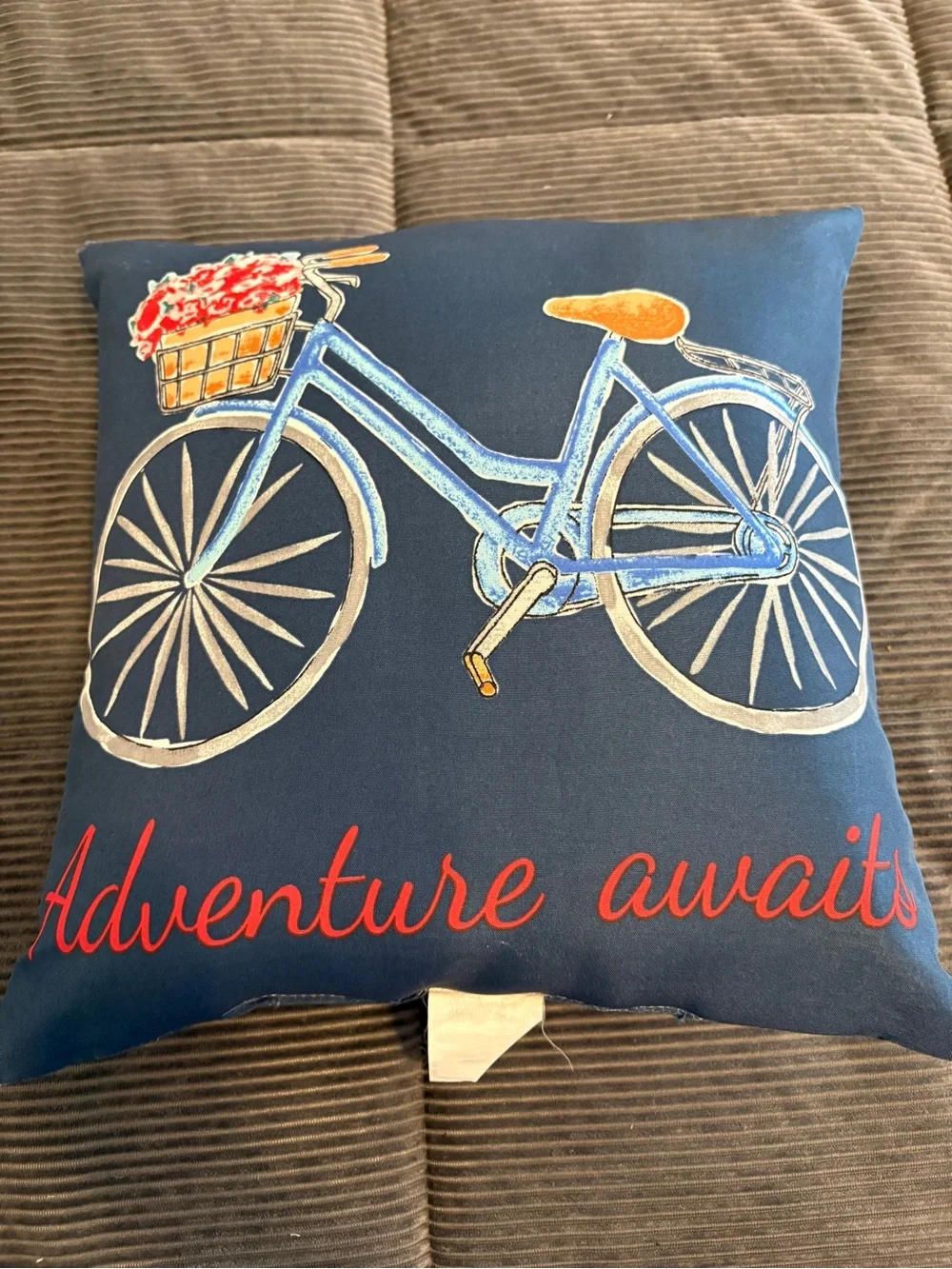 Mainstays Blue Bicycle Print Pillow